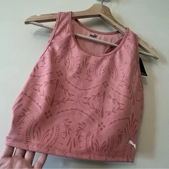 PUMA Medium Studio Printed Cropped Women's Training Tank Bra Top - Picture 7 of 8